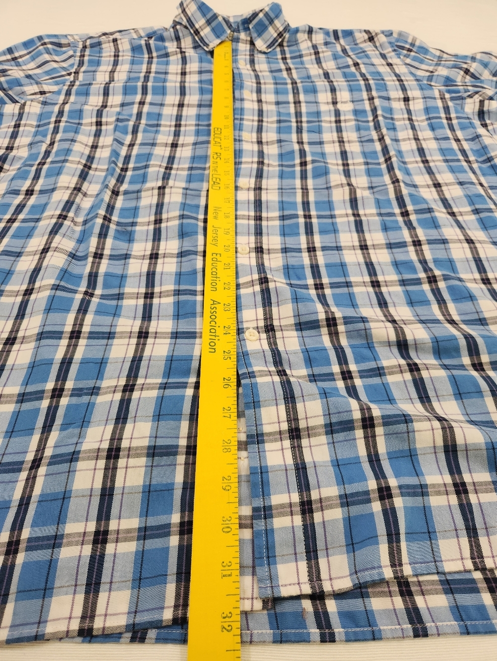 Chaps Men’s 2XT Plaid Button-Down Shirt Blue/White/Black/Purple Short Sleeve - Picture 4 of 6